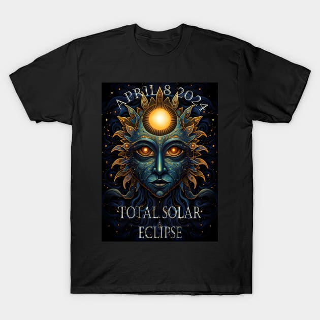 Trippy Solar Eclipse 2024 T-Shirt by Obotan Mmienu